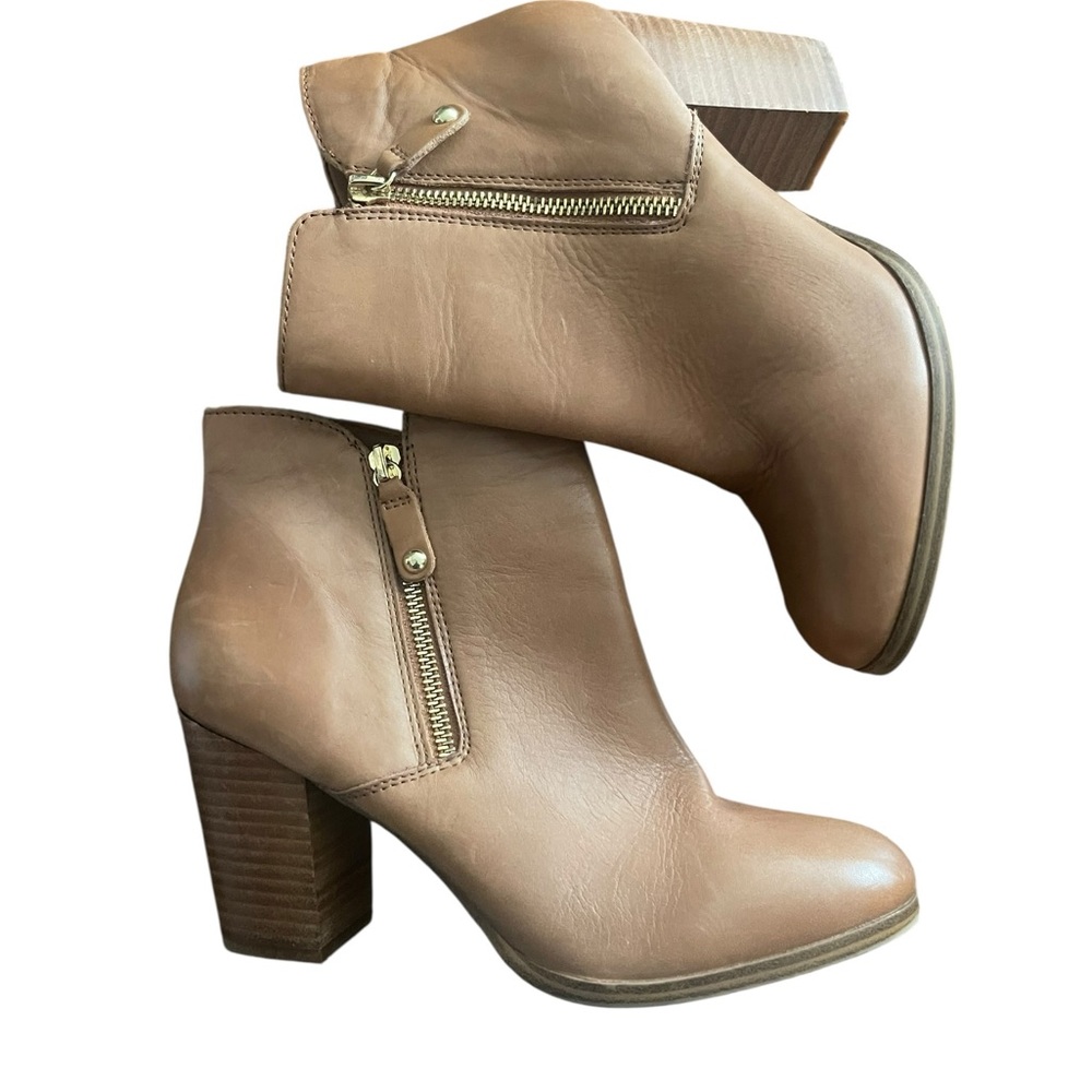 Tan Aldo Leather Ankle Boots